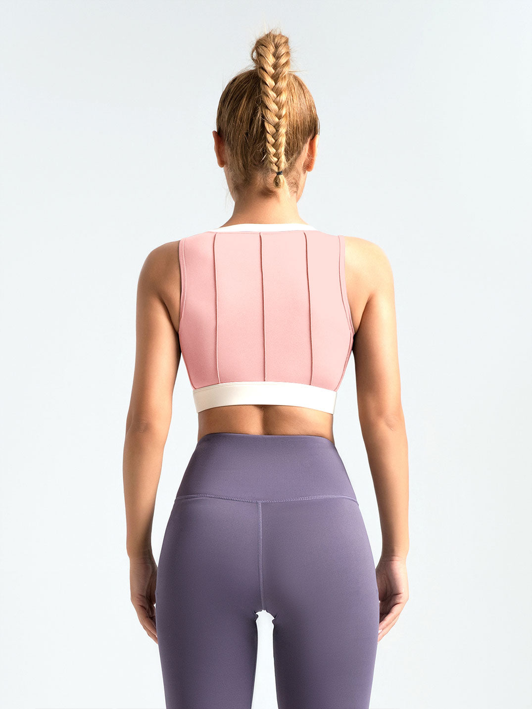 Lila Zen Vertical striped color-block yoga bra