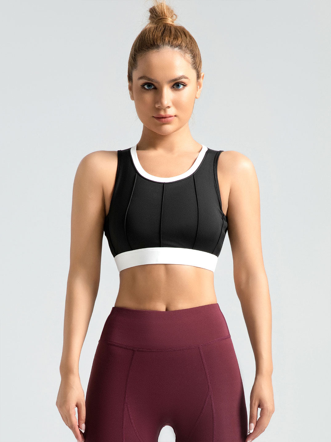 Lila Zen Vertical striped color-block yoga bra