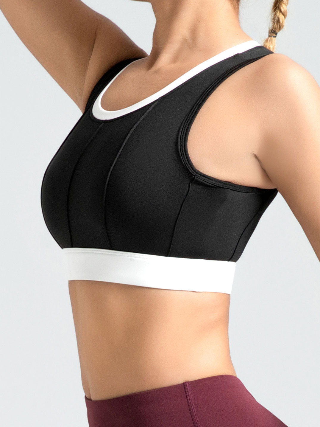 Lila Zen Vertical striped color-block yoga bra