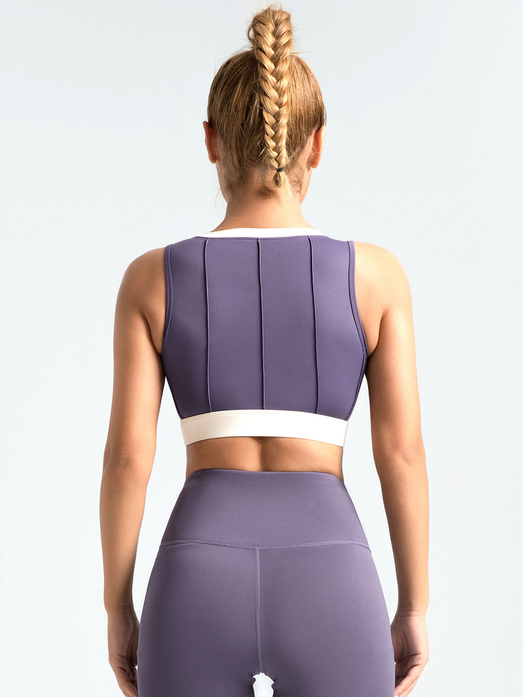Lila Zen Vertical striped color-block yoga bra