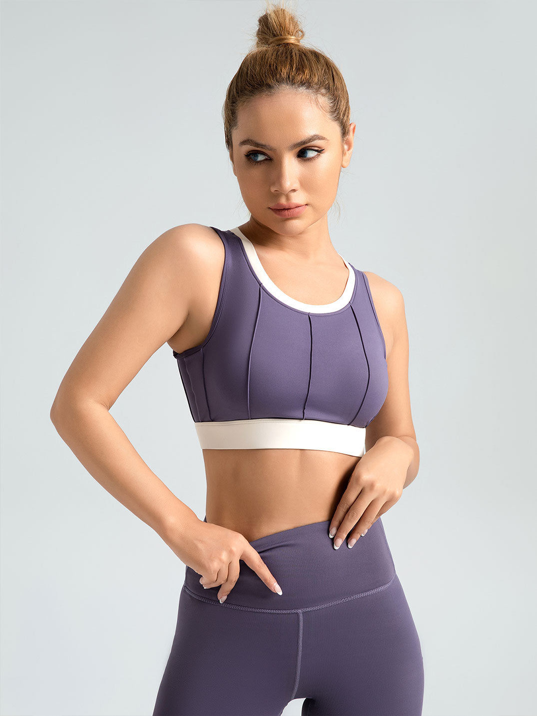 Lila Zen Vertical striped color-block yoga bra