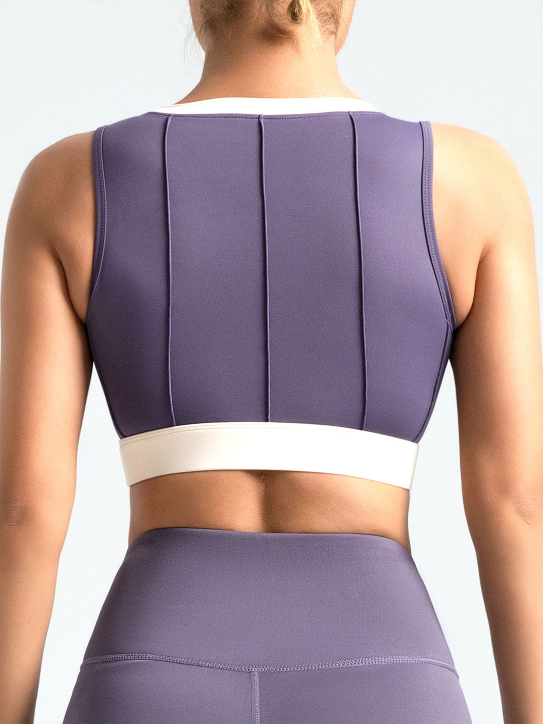 Lila Zen Vertical striped color-block yoga bra