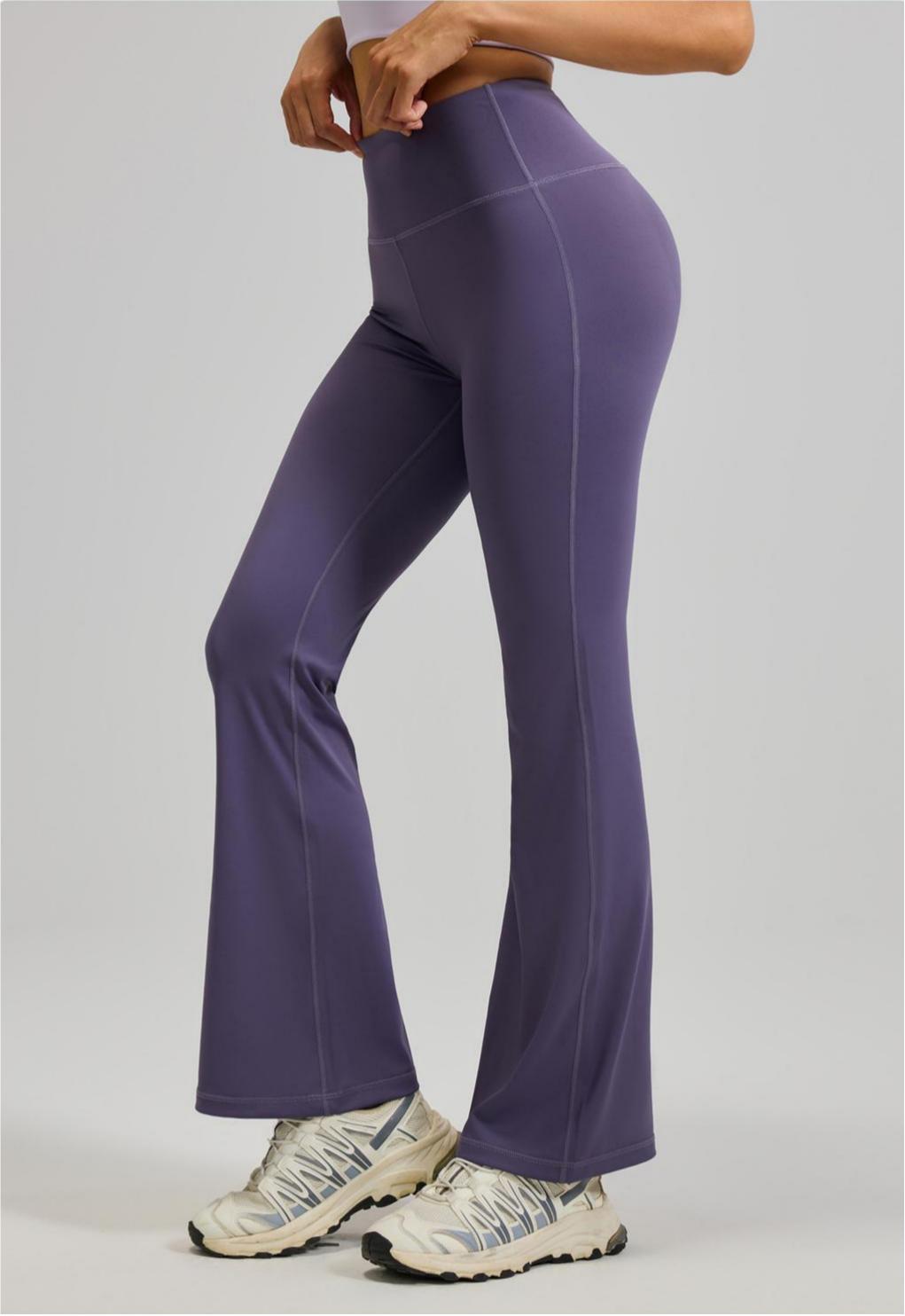 Lila Zen Women's High-Waisted Hip-Lifting Yoga Exercise Flare Pants