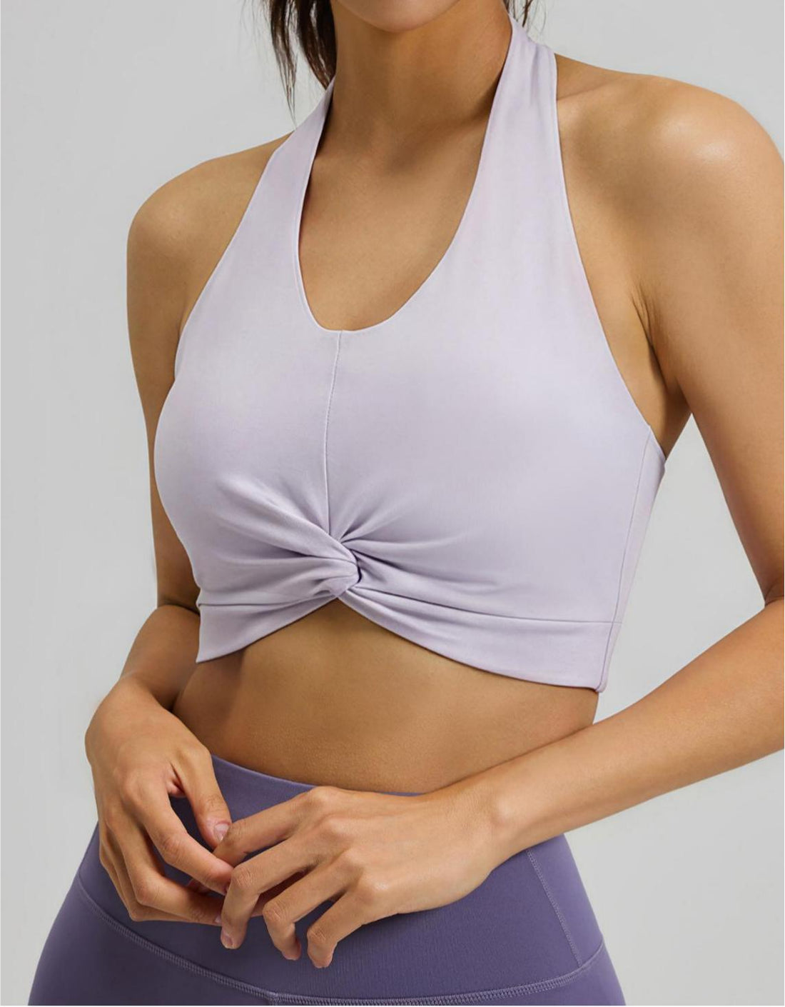 Haltered Satin-Back Sports Bra