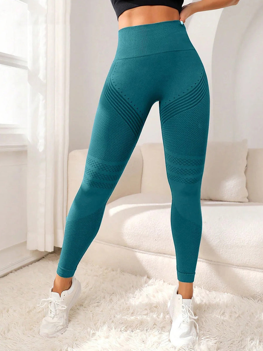 Lila Zen Seamless High-Waisted Mesh Texture Hip-Lifting Slimming Yoga Cycling Pants