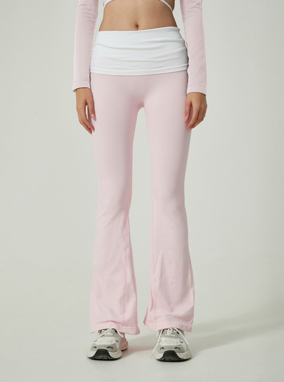 Lila Zen High-Waisted Color-Blocked Flared Waistband Fitness Yoga Pants