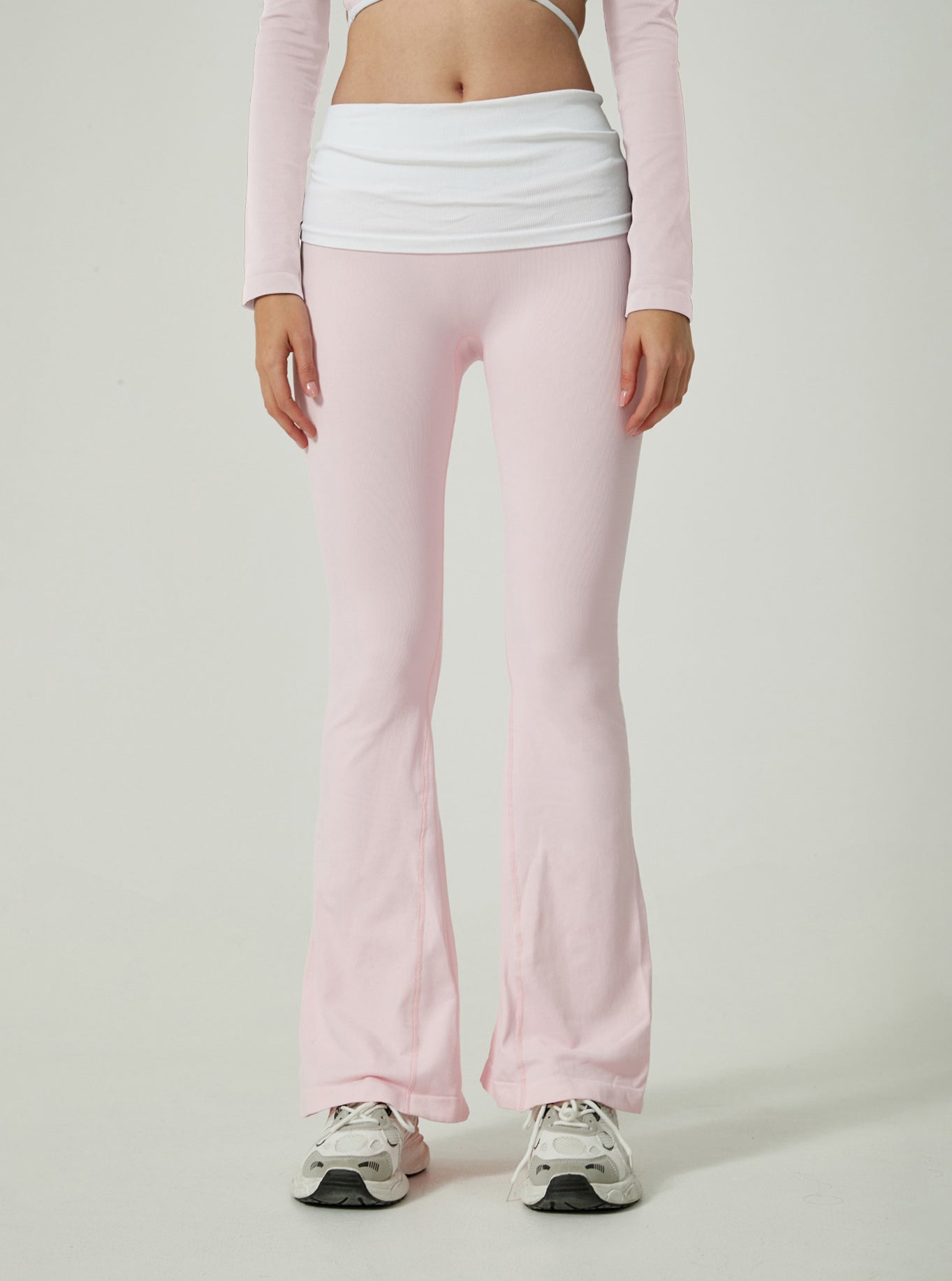 Lila Zen High-Waisted Color-Blocked Flared Waistband Fitness Yoga Pants