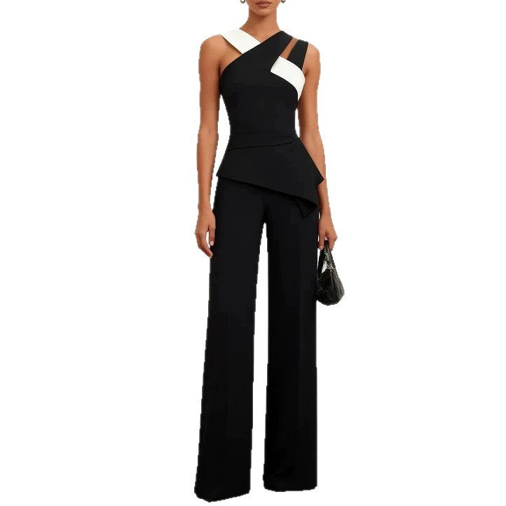 Black Halter Wide-Leg Jumpsuit