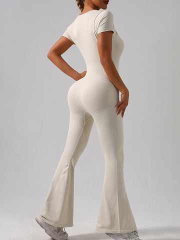 Lila Zen Women's Quick-Drying Slimming Tummy Control Slightly Flared Yoga Bodysuit Yoga Suit