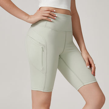 Lila Zen High-Waisted Hip-Lifting Side Pocket Cycling Fit Shorts (5/8" Yoga Pants)