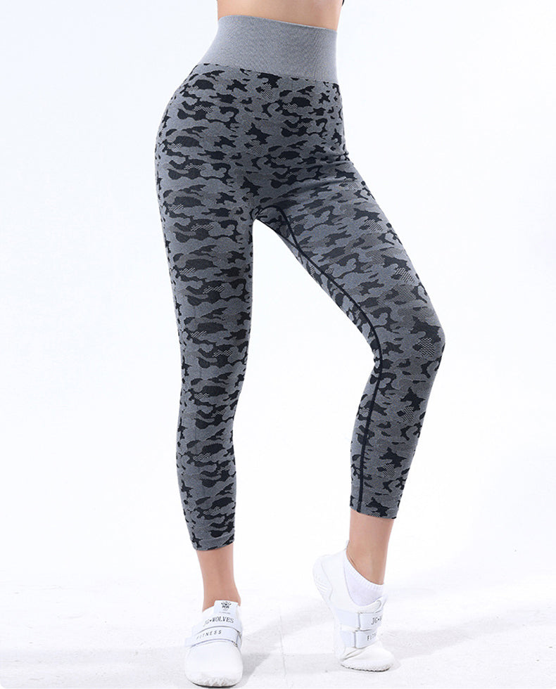 Lila Zen High-Waisted Breathable Camouflage Pattern Slimming Yoga Pants