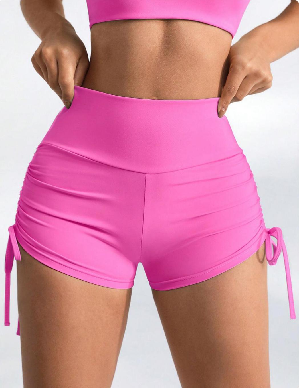 Lila Zen Women's High-Waisted Seamless Side Drawstring Yoga Shorts