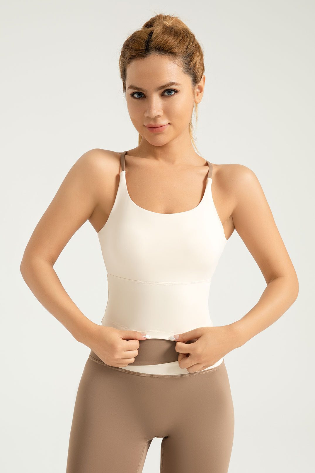 Lila Zen High-Elasticity Nude-Feel Crossback Sports Bra for Women