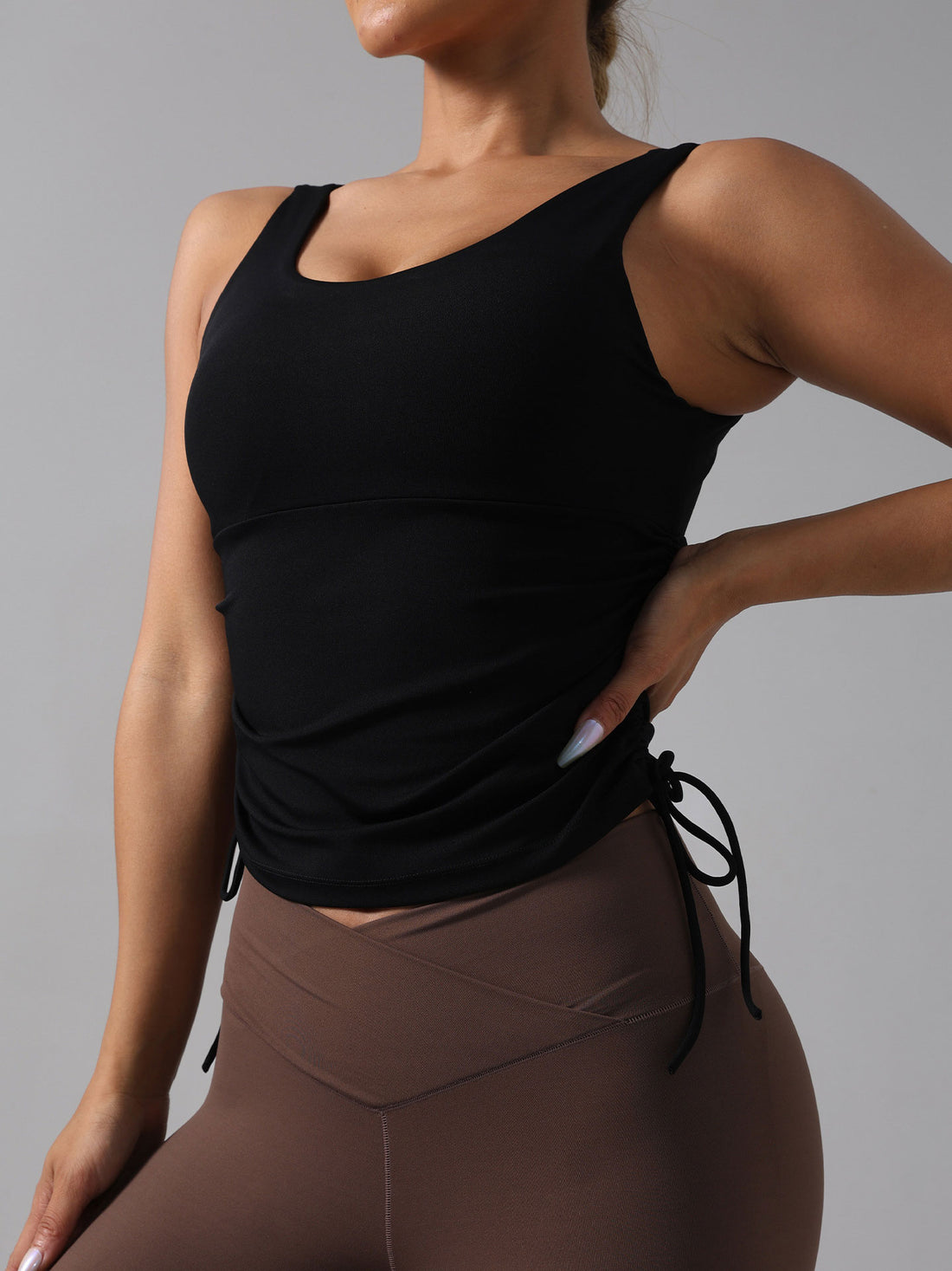 Lila Zen Women's Yoga Vest with Side Drawstring and Padded Chest