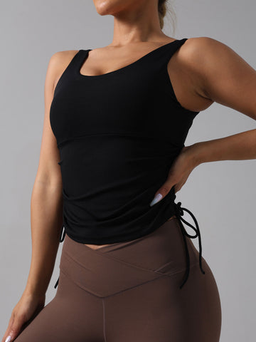 Lila Zen Women's Yoga Vest with Side Drawstring and Padded Chest