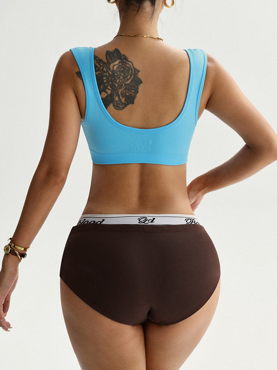Front-strap push-up triangle sexy sports bra