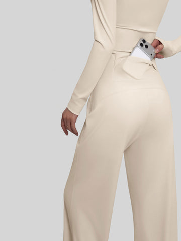 Lila Zen Loose-fitting Straight-leg Yoga Pants with Hidden Back Pockets