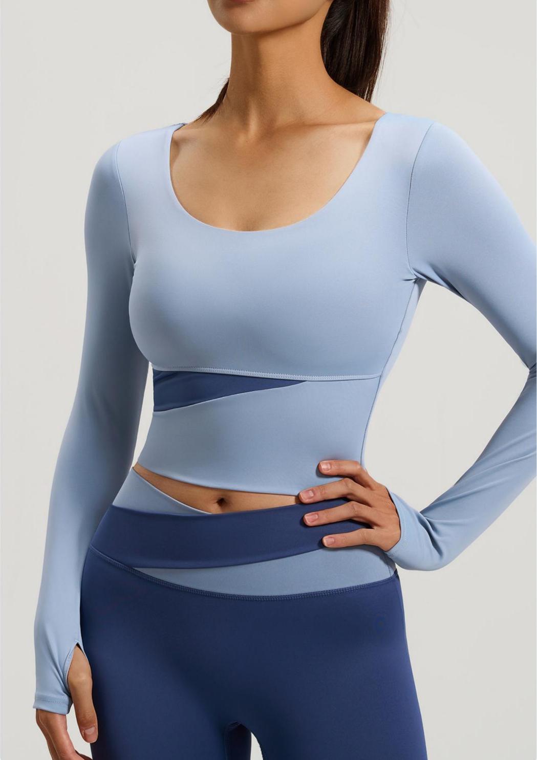 Peach Color Block Yoga Long Sleeve