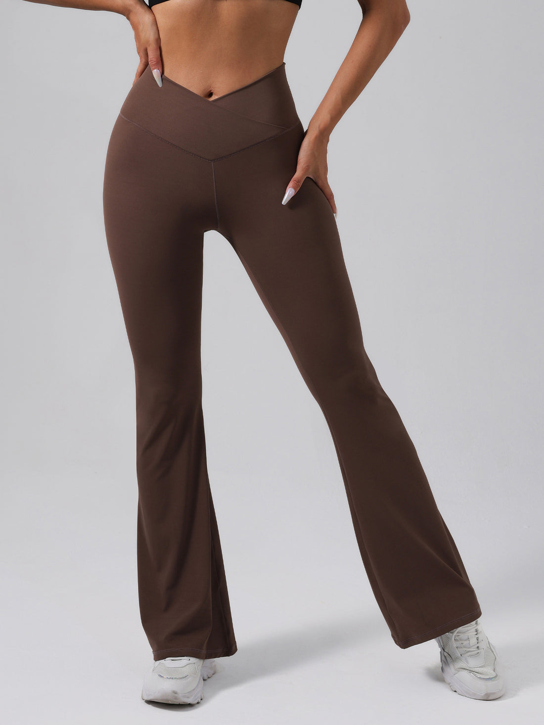 Lila Zen Crossover High-Waisted Slimming Flared Yoga Pants