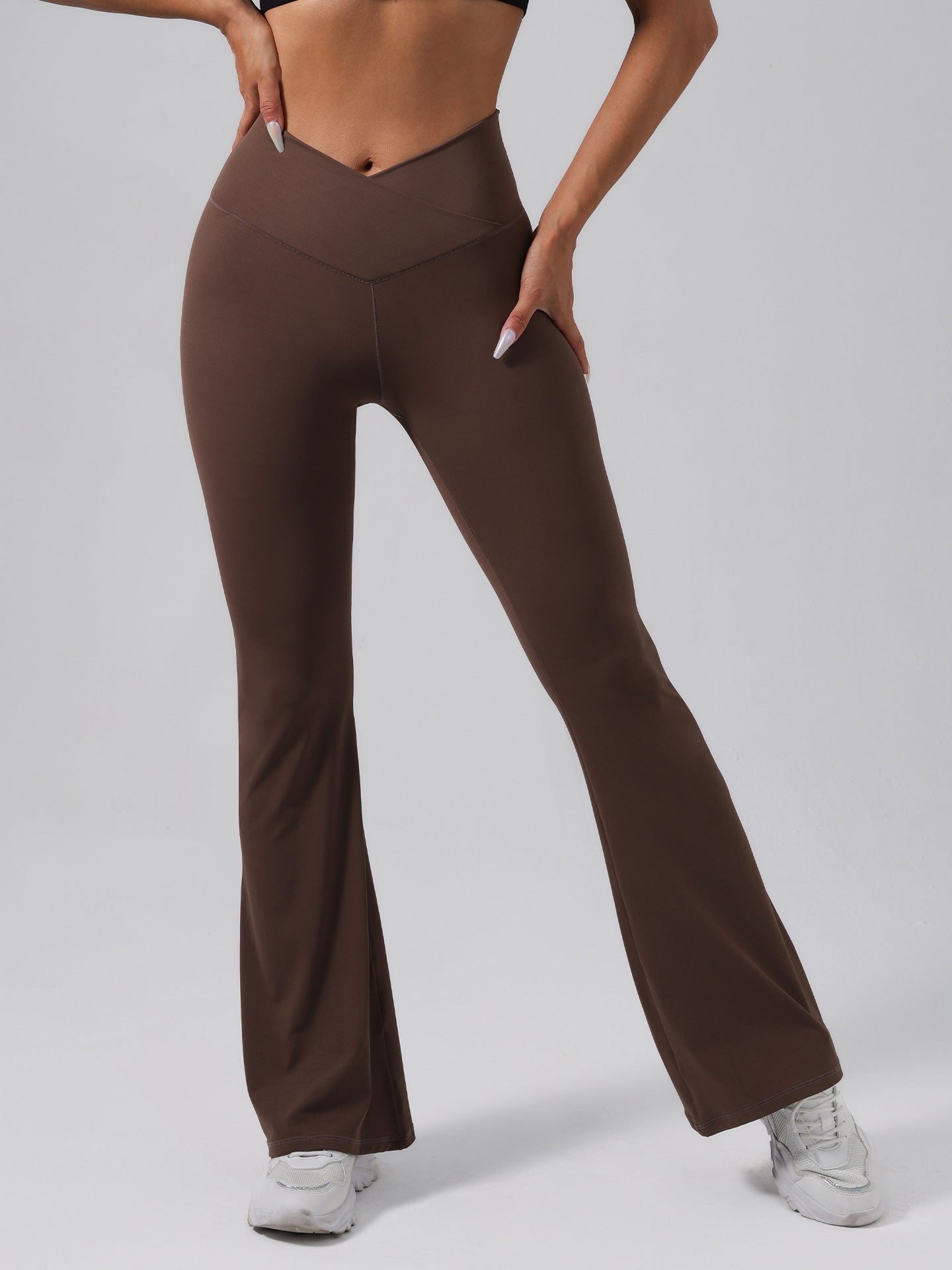 Lila Zen Crossover High-Waisted Slimming Flared Yoga Pants