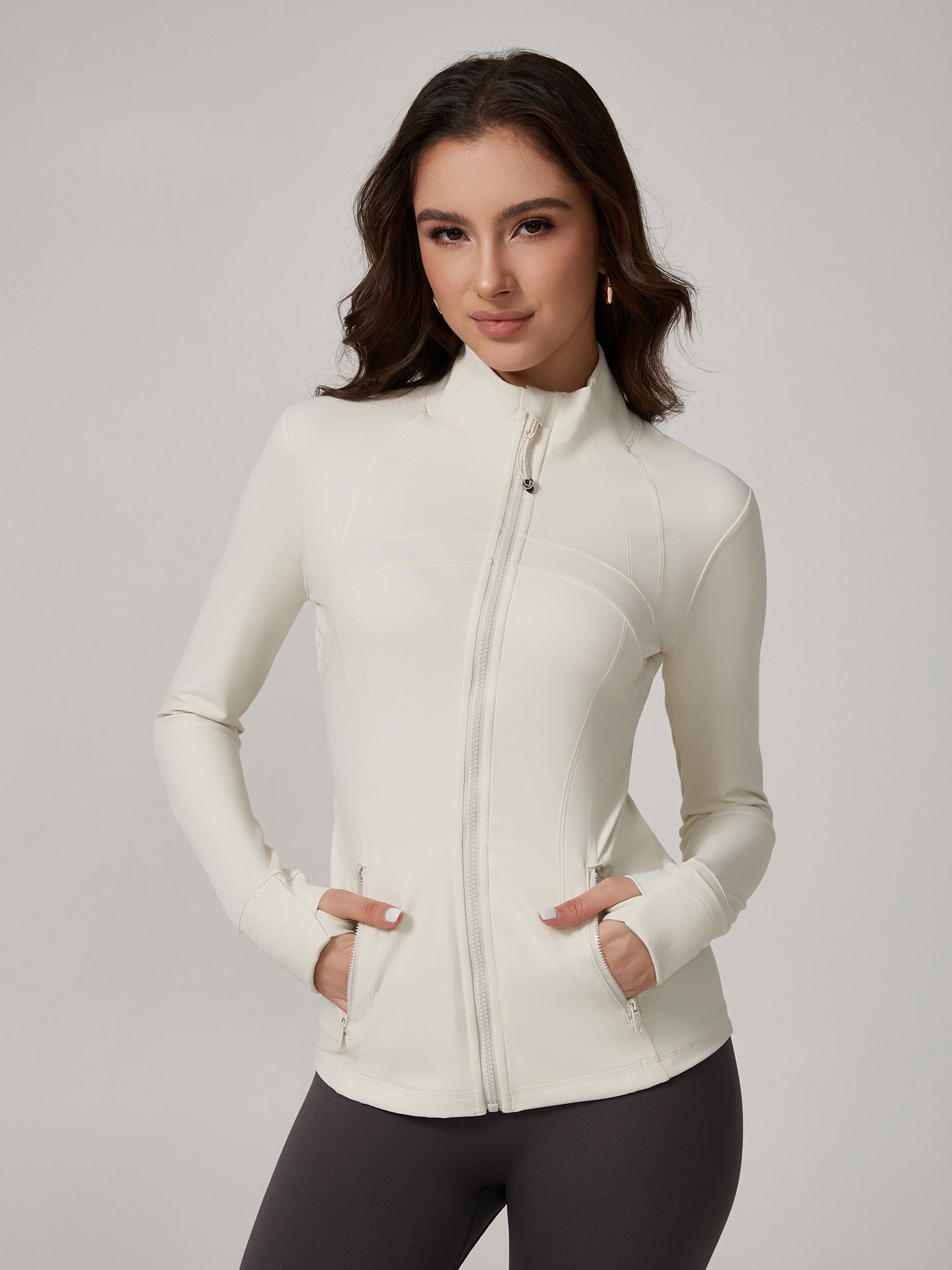 Lila Zen Stand Collar Slim Fit Cardigan Sporty Casual Yoga Jacket