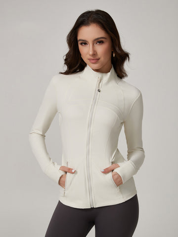 Lila Zen Stand Collar Slim Fit Cardigan Sporty Casual Yoga Jacket