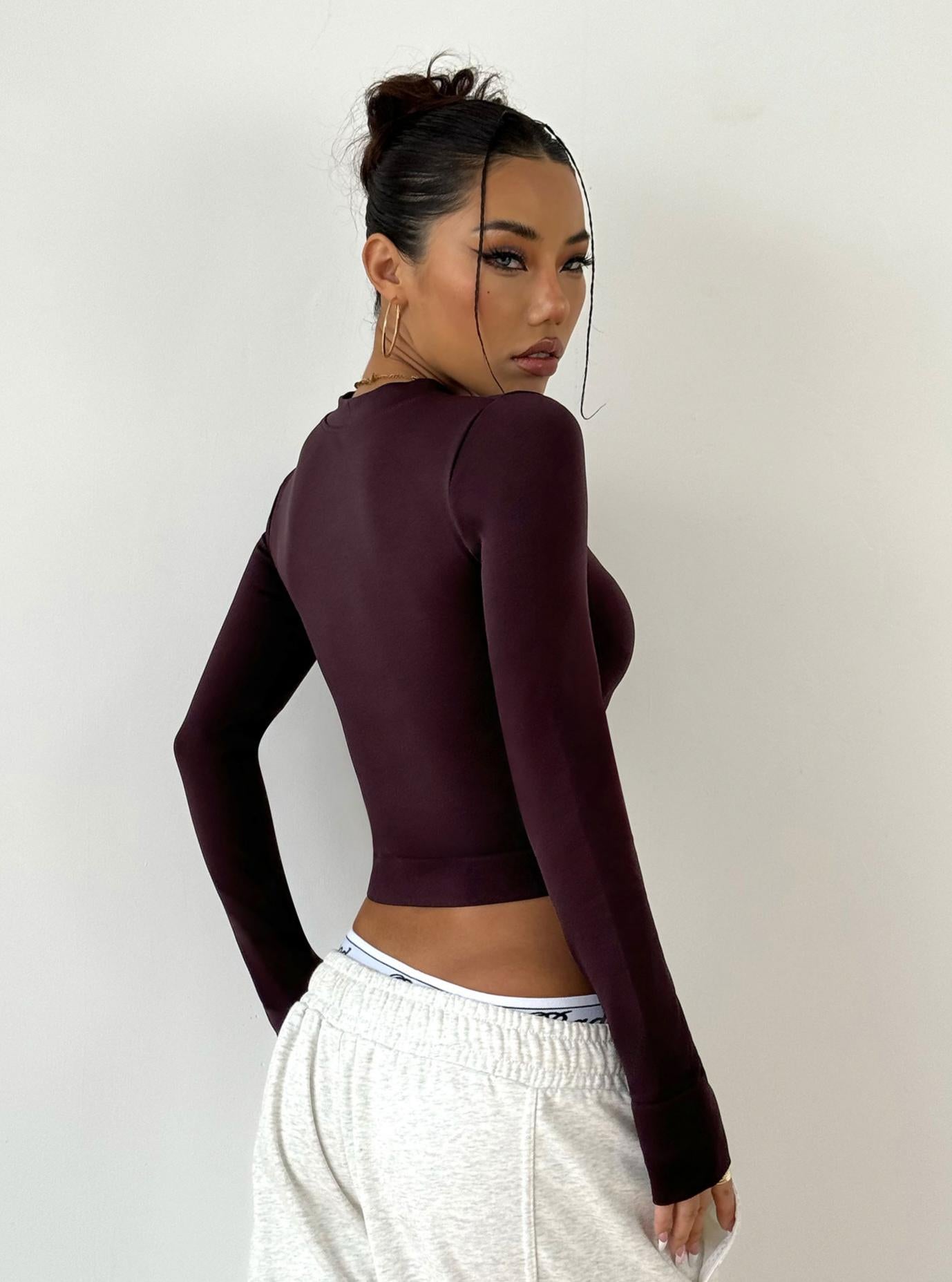 Lila Zen Women's Long-Sleeved Zipper Seamless Slim Fit Cropped Yoga Jacket