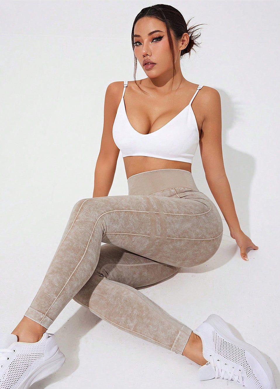 Lila Zen Seamless Ribbed Slim Fit Hip-Lifting Fitness Yoga Exercise Pants