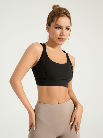 Lila Zen Women's Enhanced Bust Yoga Sports Bra with Double Shoulder Straps