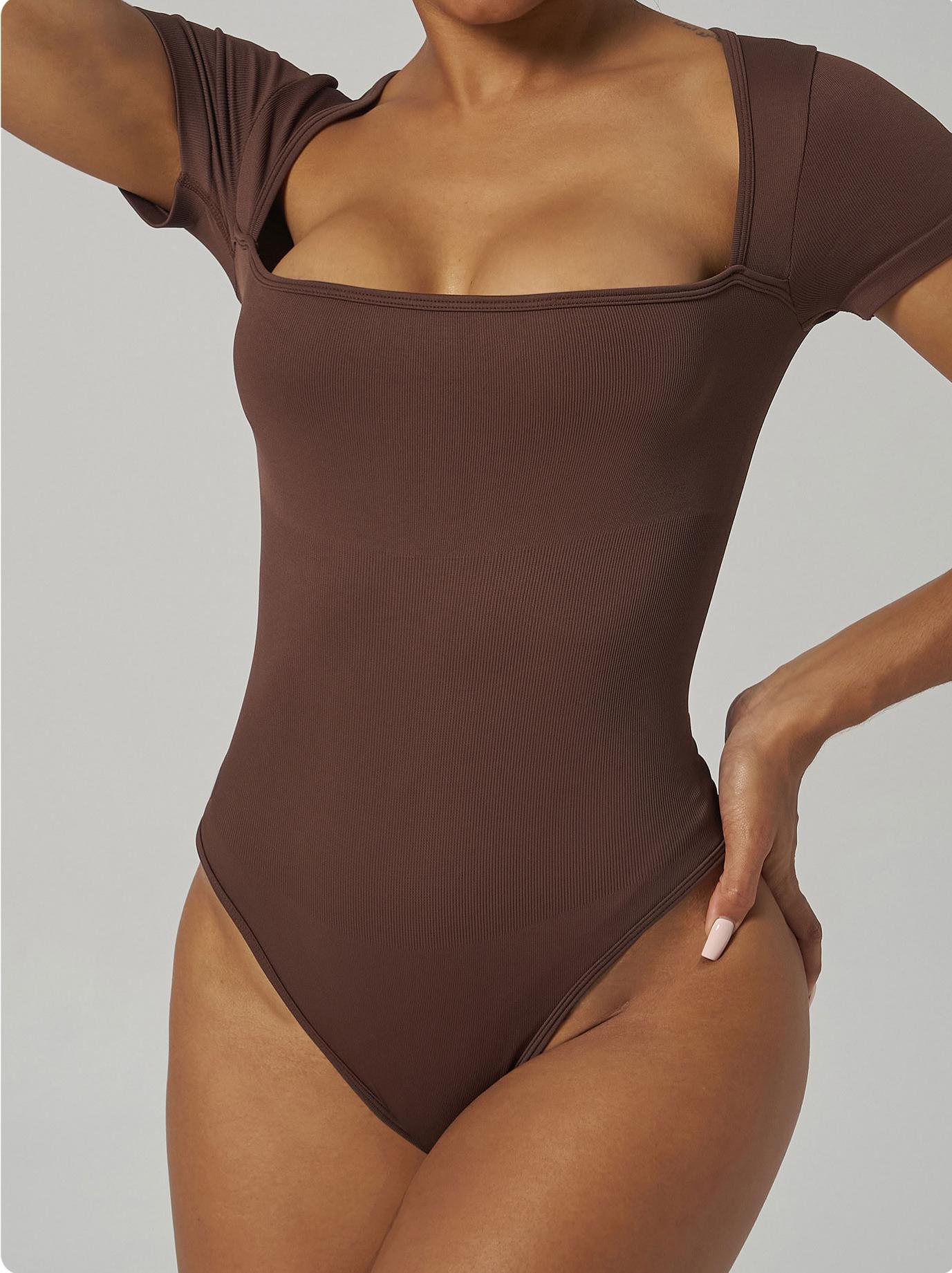 Lila Zen Off-the-shoulder form-fitting short-sleeved yoga bodysuit