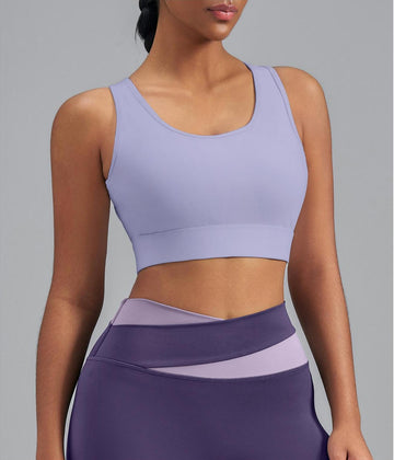 Lila Zen Women's Elastic Single-Sided Brushed Four-Cross Sports Bra Vest