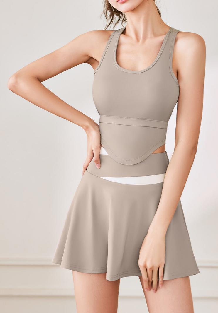 Lila Zen u Lila Zen Bare-feel Anti-exposure U-neck Wide shoulder strap Running Fitness Yoga Suit
