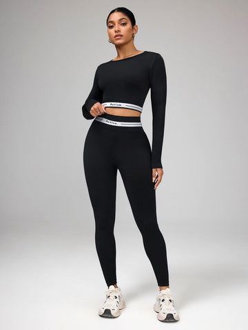 Lila Zen Women's Color-Blocked Striped Seamless Quick-Drying Fitness Yoga Set