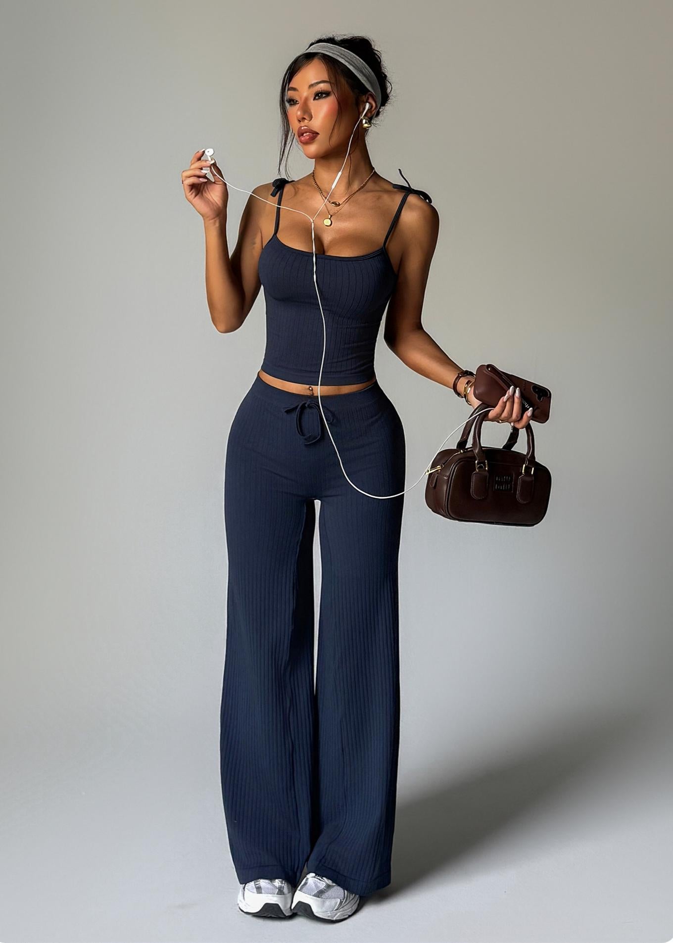 Lila Zen Quick-Dry Sports Strappy Yoga Vest and Pants Set