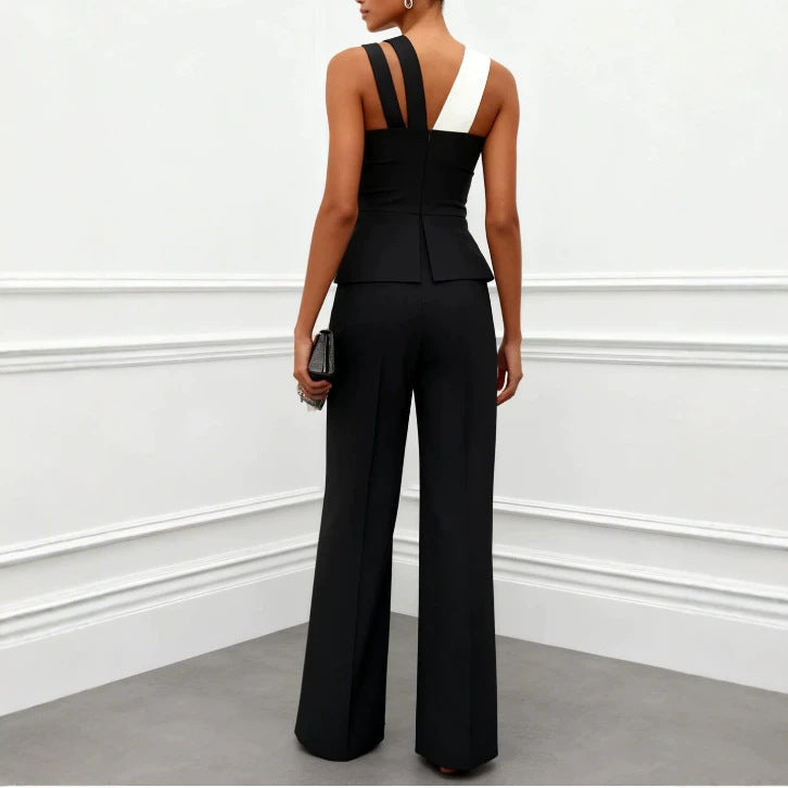 Black Halter Wide-Leg Jumpsuit