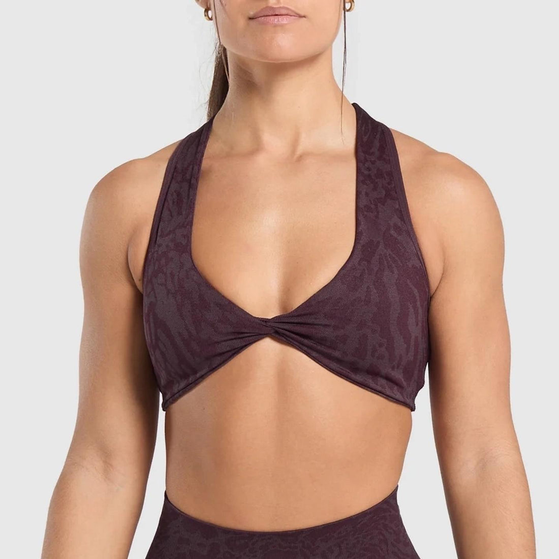 Lila Zen Leopard Print Twisted Sports Yoga Bra