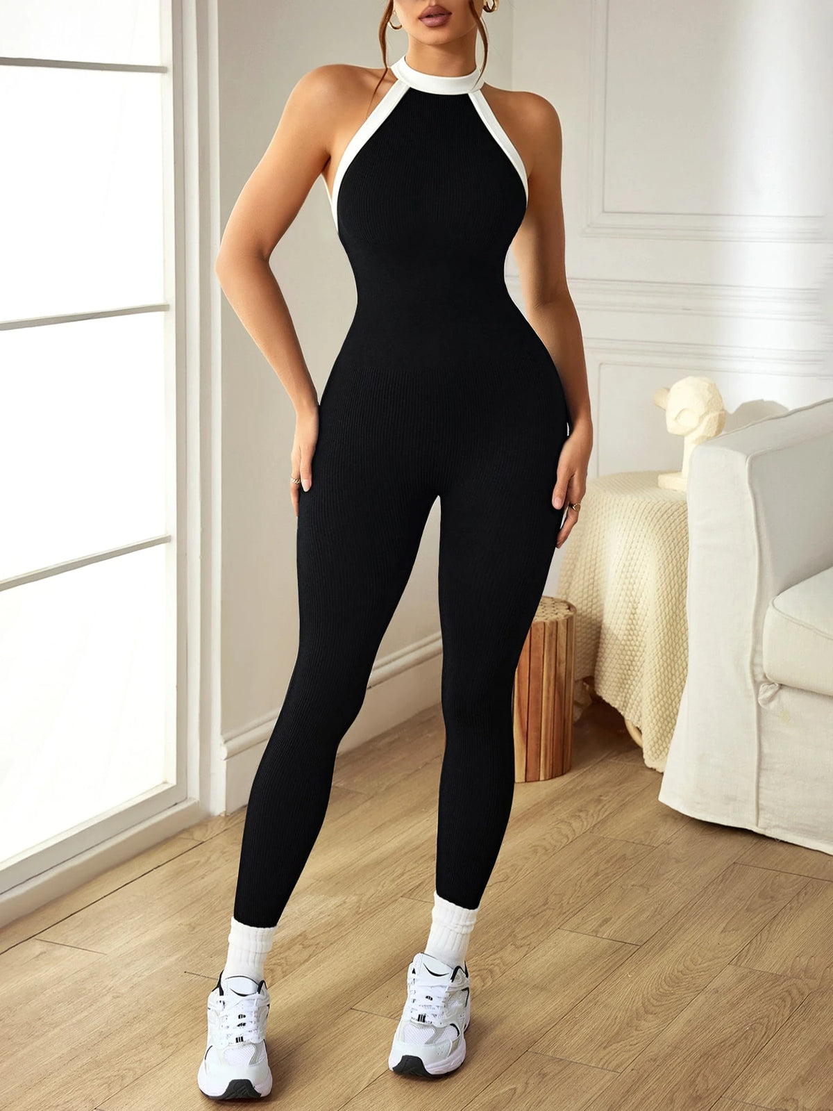 Colorblock Sculpt Sleeveless Yoga Jumpsuit