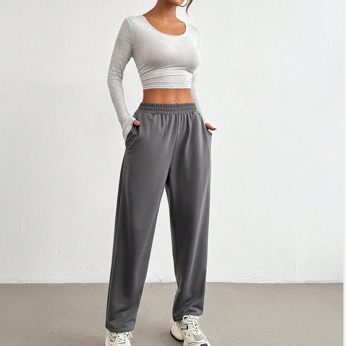 Lila Zen High-elasticity fitted top + loose-fitting casual pants set