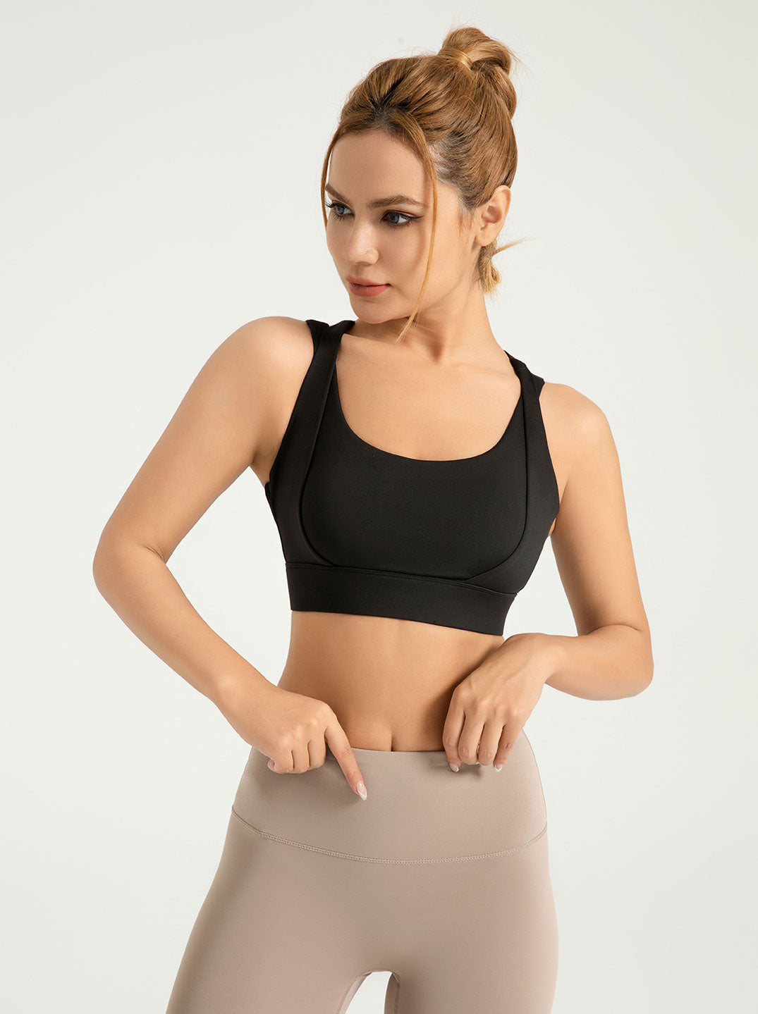 Lila Zen Women's Enhanced Bust Yoga Sports Bra with Double Shoulder Straps