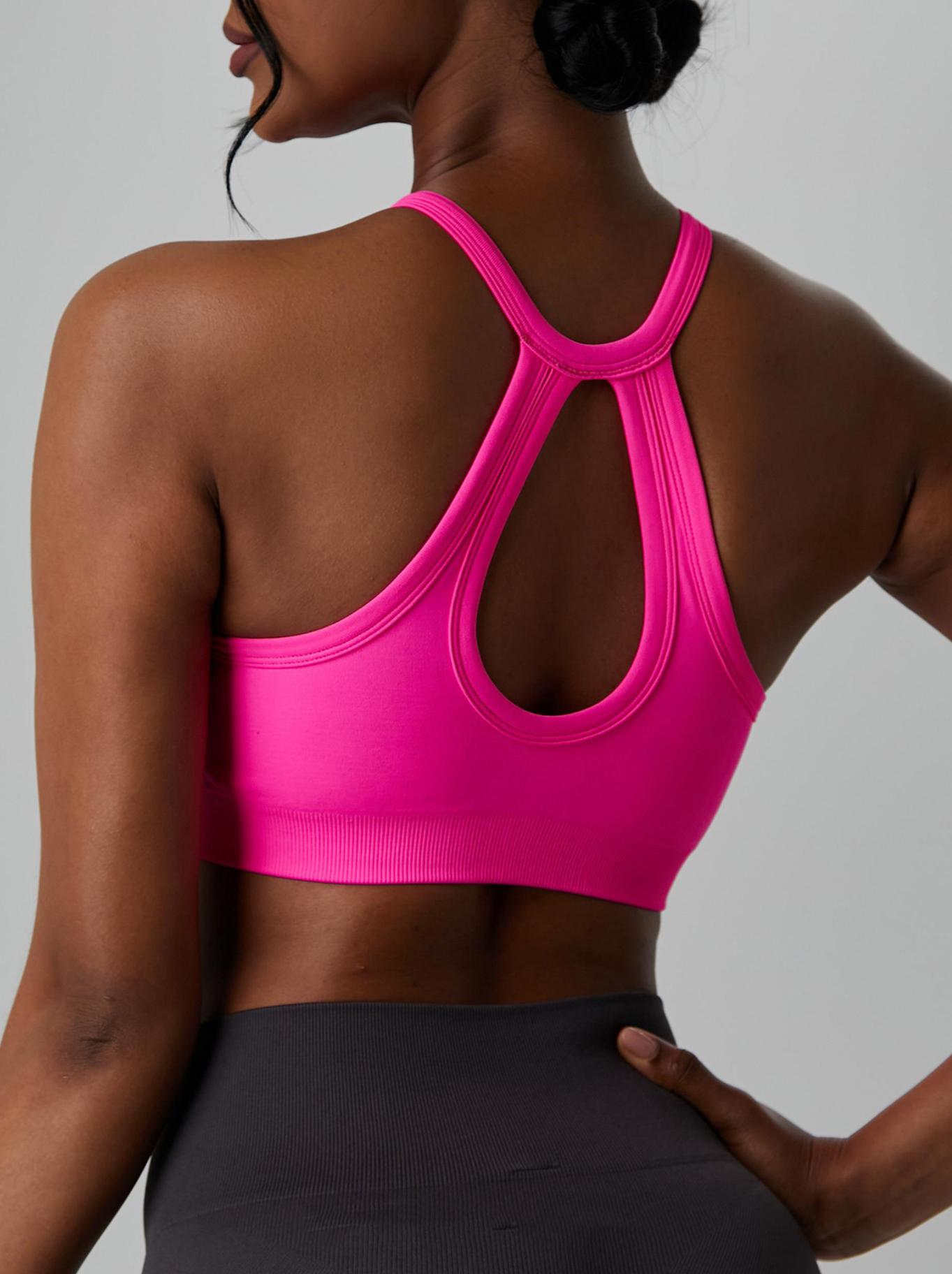 Lila Zen V Lila Zen Deep V Button-Down Backless Yoga Sports Bra
