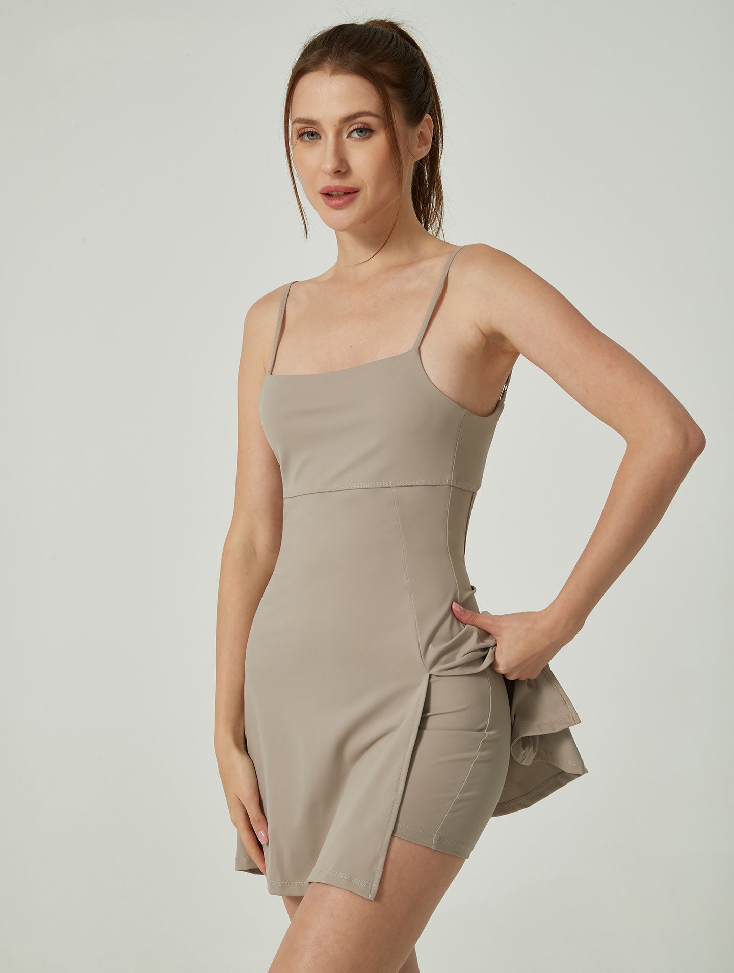 Lila Zen Solid Color Off-Shoulder Backless Spaghetti Strap Jumpsuit Tennis Dress