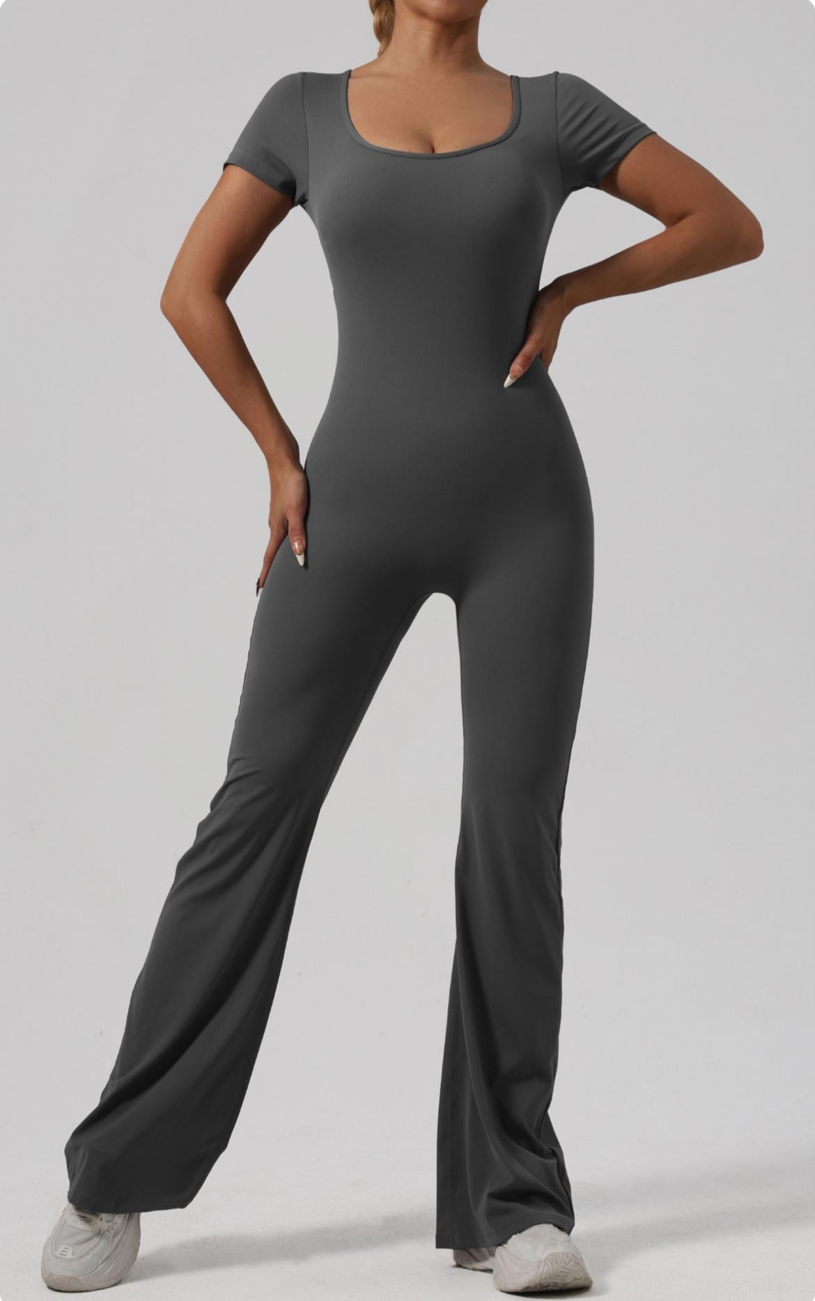 Lila Zen Casual Hollow-Out Fitted Gathered Yoga Jumpsuit