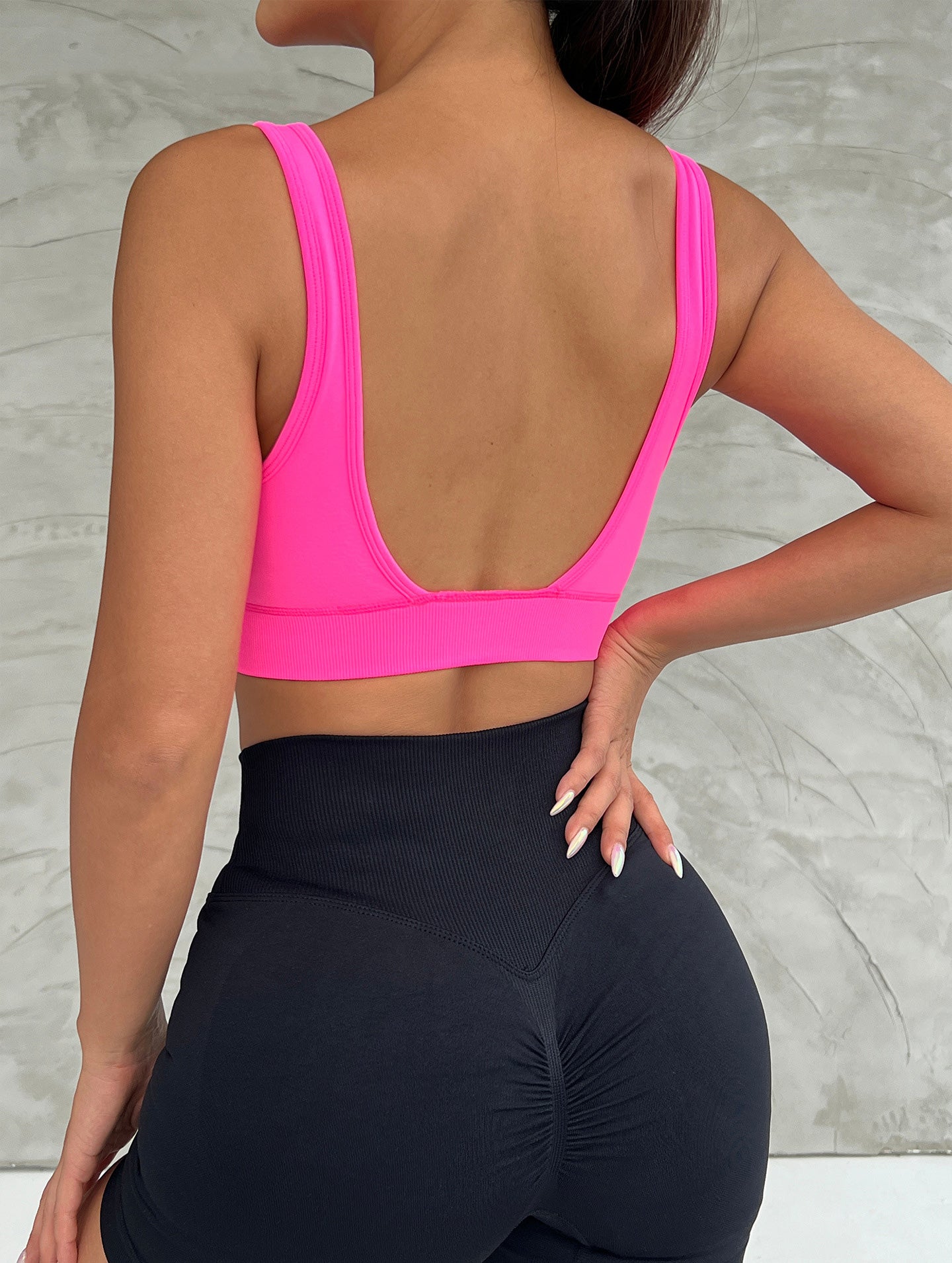 Lila Zen V Lila Zen Sexy Cropped Deep V Backless Yoga Sports Bra