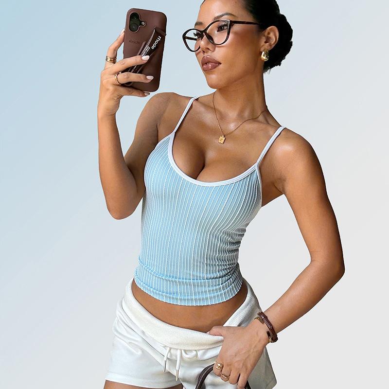 Vertical striped quick-drying sports tank top