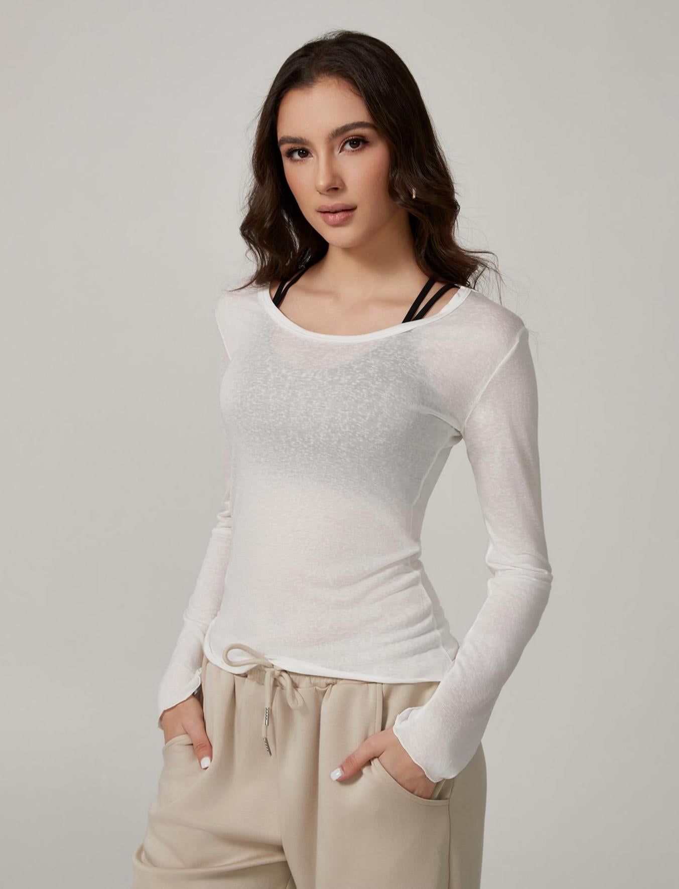 Lila Zen Sexy See-Through Quick-Drying Sports Long-Sleeve Yoga Cover-Up