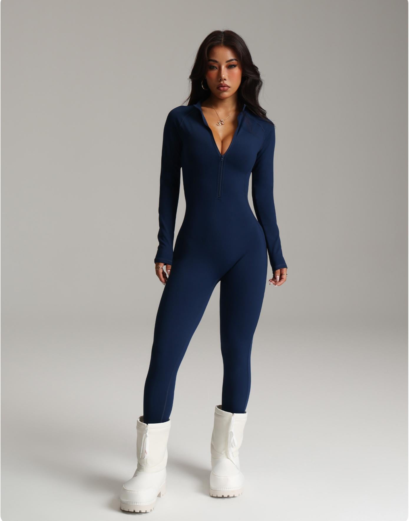 Lila Zen Zipper Stand Collar Hip-lifting Shaping Quick-drying Long-sleeved Autumn/Winter Fitness Yoga Wear