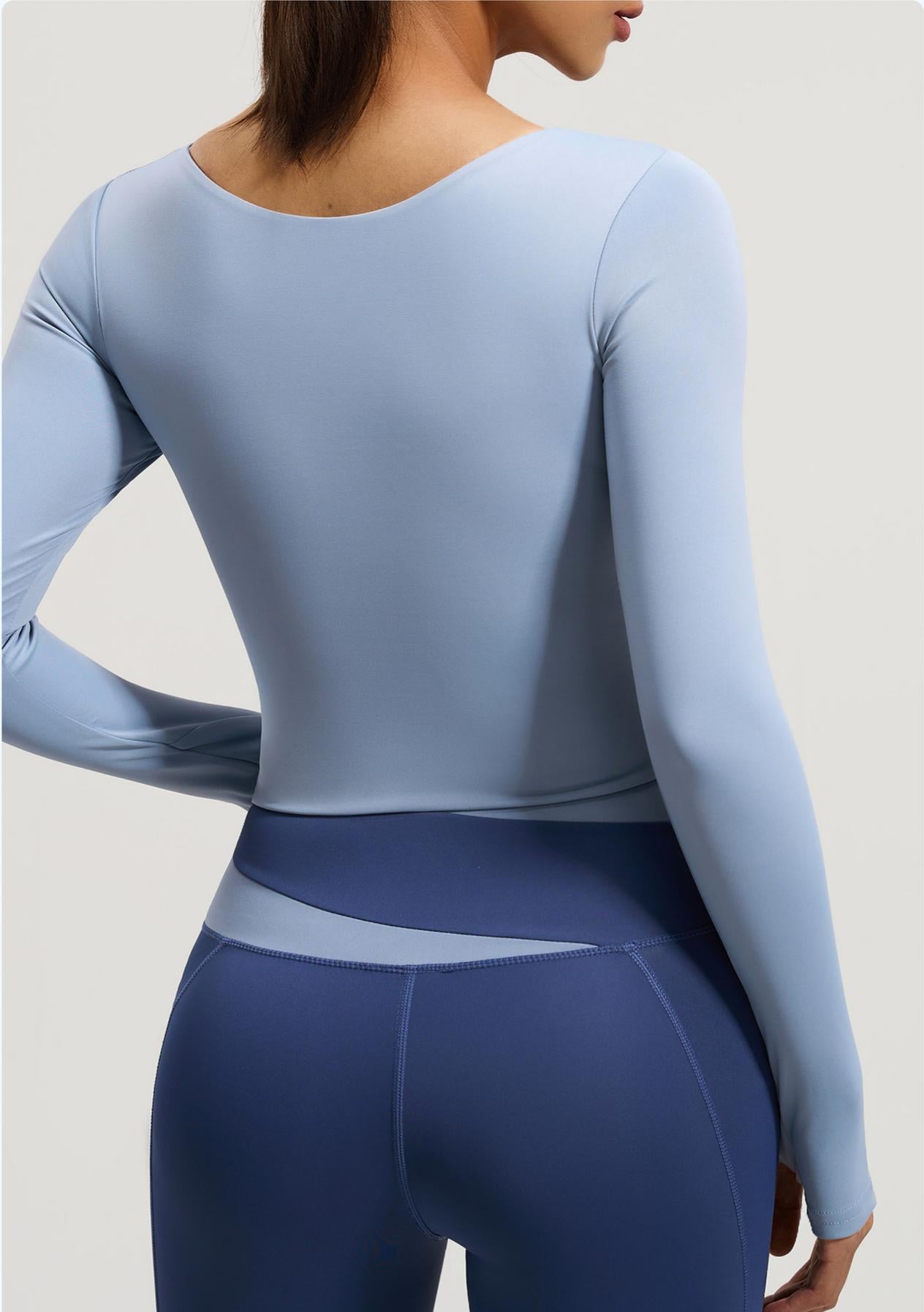 Lila Zen Peach Color Block Yoga Long Sleeve