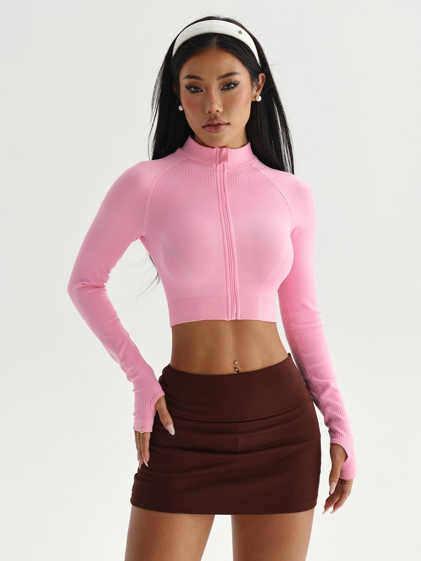 Lila Zen Seamless Fitted Sports Fitness Yoga Outerwear Top