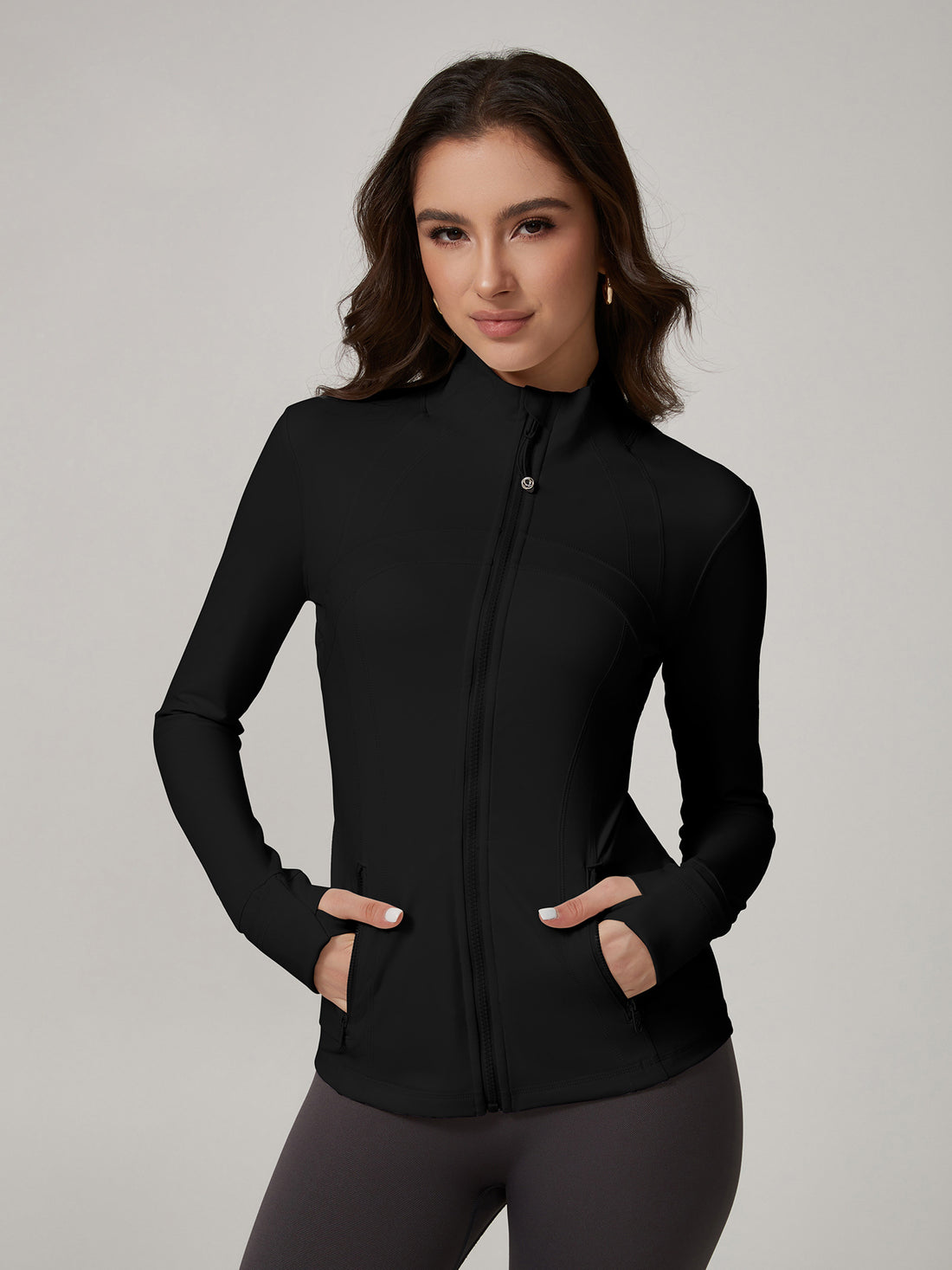 Lila Zen Stand Collar Slim Fit Cardigan Sporty Casual Yoga Jacket