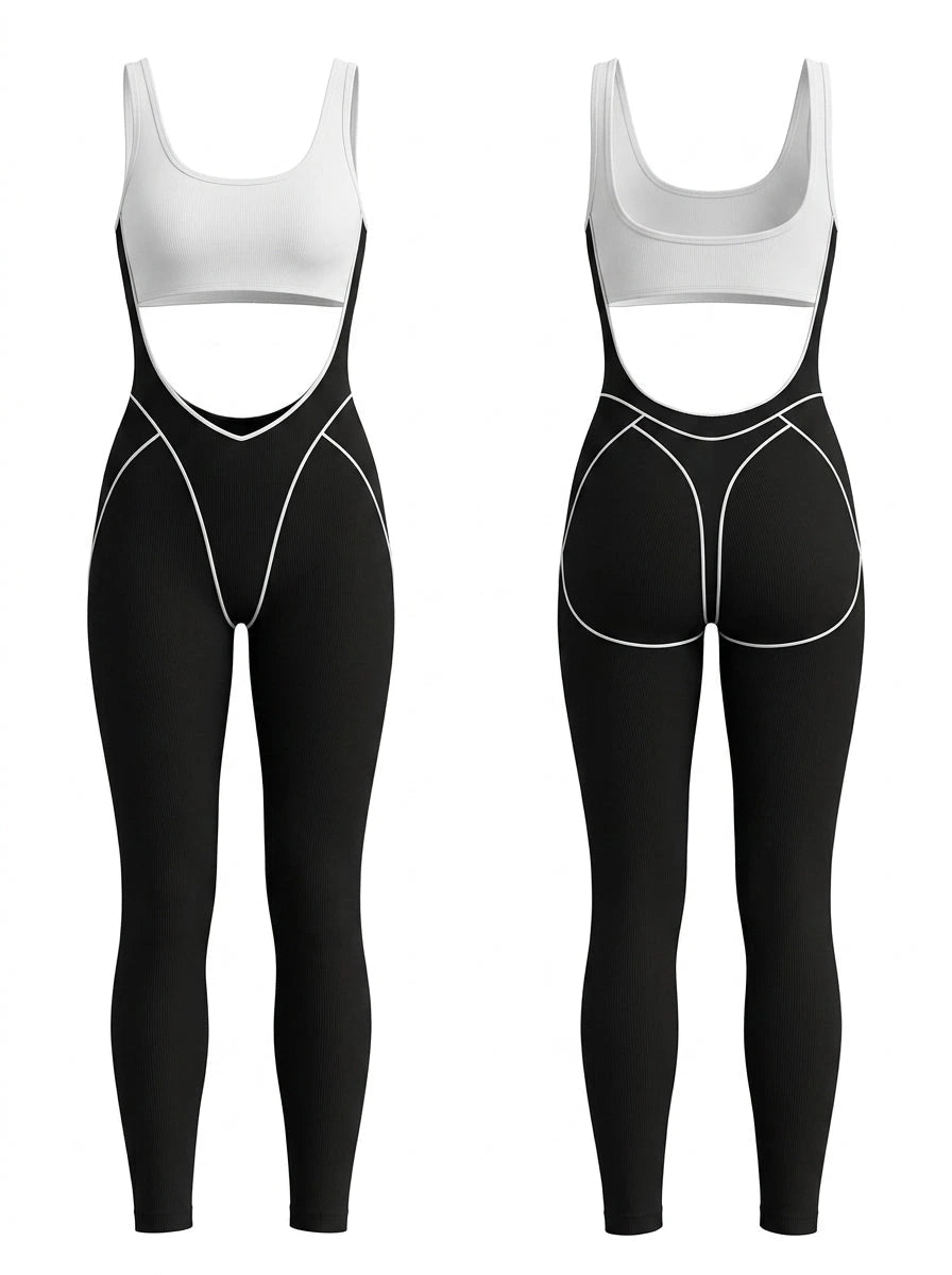 Contrast Color Unique Cutout Booty Jumpsuit